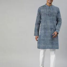 Block Print Mandarin Collar Long Kurta-image-2