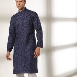 Floral Jaal Print Slim Fit Long Kurta-image-6