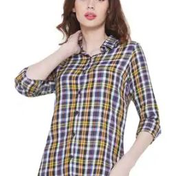 Checked Shirt with Spread Collar-picture-13