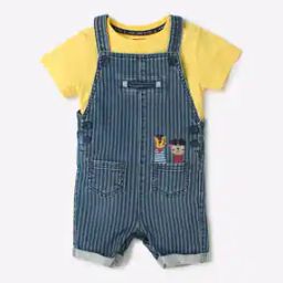 Striped Dungarees with T-Shirt-image-11