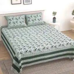 UniqChoice Blue Color 100% Cotton King Size Bedsheet With 2 Pillow Cover-image-1