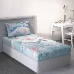 Cartoon Print Single Size Bedsheet with 1 Pillow Cover-image-89