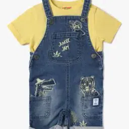 Mid-Wash Dungarees with T-Shirt-image-55