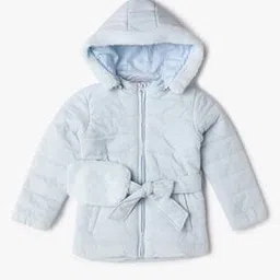 Girls Regular Fit Puffer Jacket with Detachable Hoodie-image-79