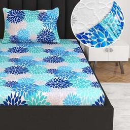 144 TC Floral Print Fitted Single Bedsheet with Pillow Cover-image-46