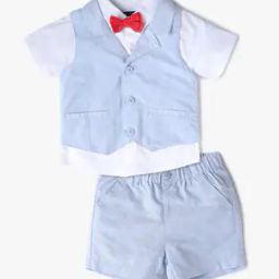 Shirt & Shorts Set with Bow Tie & Waistcoat-image-87