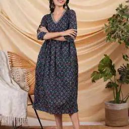Women Floral Print Fit & Flare Dress-image-36