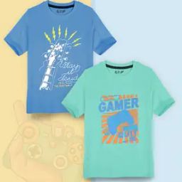 Pack of 2 Typographic Print Round-Neck T-Shirts-picture-10