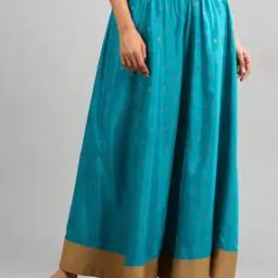 Printed Flared Skirt with Border-14