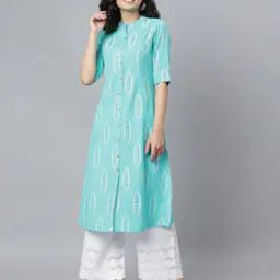 Block Print A-line Kurta-12