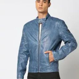 Men Regular Fit Biker Jacket-picture-22