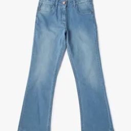Girls Lightly Washed Flared Jeans-image-12