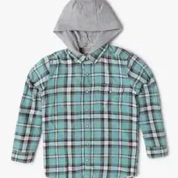 Checked Slim Fit Hooded Shirt-image-81