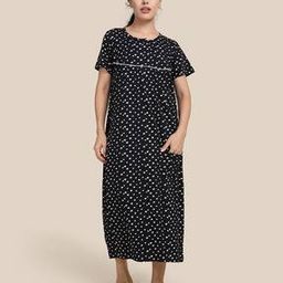 Women Polka-dot Round Neck Nighti-image-15