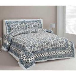 250 GSM Floral Print King-Size Bedsheet with Pillow Covers-image-98