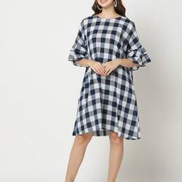 svrnaa by azorte Women Checked A-Line Dress-picture-4