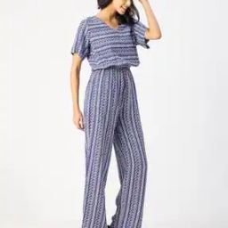 Women Tribal Print Jumpsuit with Insert Pockets-image-2