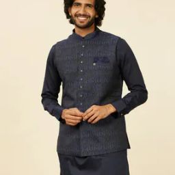 Men Embroidered Nehru Jacket with Welt Pockets-image-36