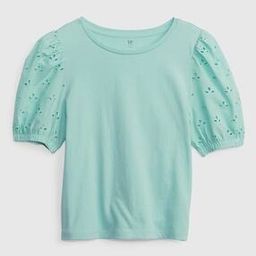 Cotton Top with Puff Eyelet Sleeves-image-33