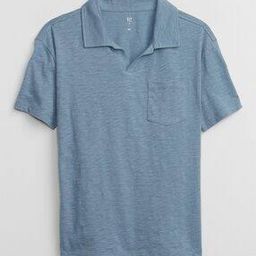 Heathered Polo T-Shirt with Patch Pocket-image-99