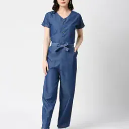 Button-Down Jumpsuit with Insert Pockets-image-5