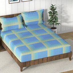 nautica 130 GSM Checked King-Size Bedsheet with Pillow Covers-picture-38