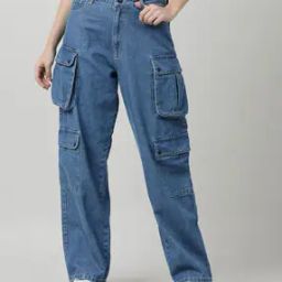 Women Relaxed Jeans with Flap Pockets-image-38