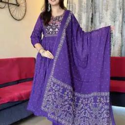 Women Embroidered Anarkali Kurta Set-image-77