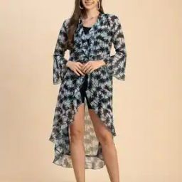 Women Palm Trees Printed Shrug with Open-Front-16