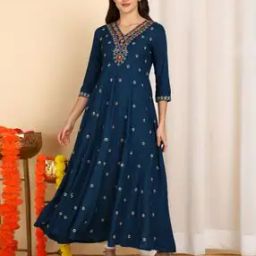 Women Yoke Embroidered Flared Kurta-picture-16