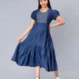 Embroidered Fit & Flare Dress-image-14