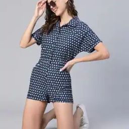 Women Printed Playsuit with Waist-Tie-picture-43