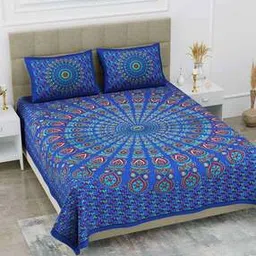 120 TC Printed Double Bedsheet with Pillow Covers-picture-12
