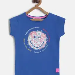 Girls Floral Print Regular Fit Round-Neck T-Shirt-picture-50