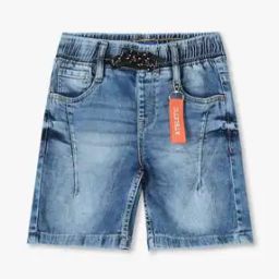 Boys Heavily Washed Regular Fit Denim Shorts-image-78