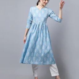 Floral Print Round-Neck Anarkali Kurta-image-10