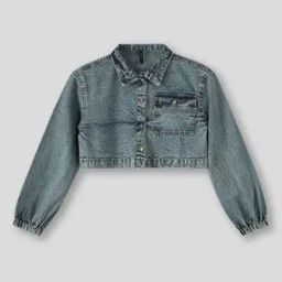 Girls Relaxed Fit Crop Denim Jacket-image-108