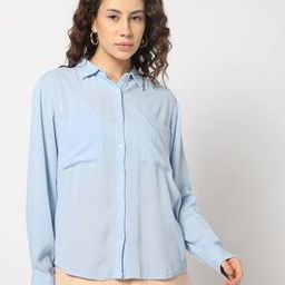 Women Regular Fit Shirt with Patch Pockets-image-46