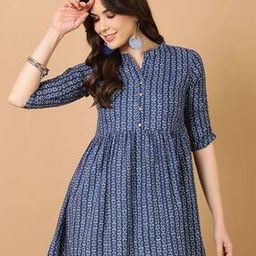 Women Geometric Print Flared Kurti-picture-19
