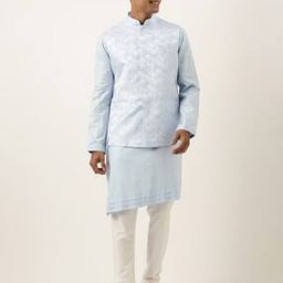 Men Floral Woven Nehru Jacket with Mandarin Collar-image-59