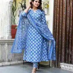 Women Floral Print A-Line Kurta with Pants & Dupatta-image-94