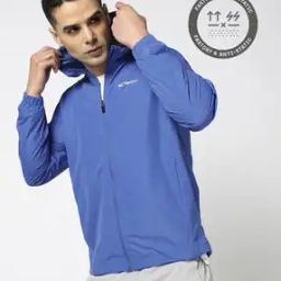 Men Logo Print Regular Fit Hooded Running Jacket-picture-15