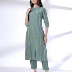 Women Embroidered Straight Kurta & Pants Set-image-15