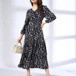 Women Printed Midi Tiered Dress-16