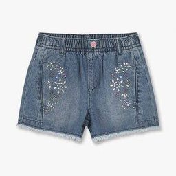Girls Mid-Wash Embellished Regular Fit Shorts-image-20