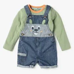 Boys Embroidered Dungaree & T-Shirt Set-20