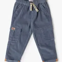 Boys Ribbed Cotton Regular Fit Cargo Pants-image-87