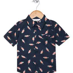 Ice Cream Print Regular Fit Shirt with Spread Collar-image-2