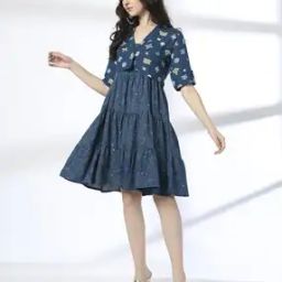 Women Geometric Print Flared Dress with Jacket-image-21