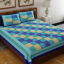 Checked Cotton Double Bedsheet with Pillow Covers-image-90